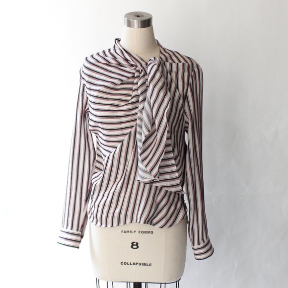 Isabel Marant Tops - Isabel Marant Ogi Striped Silk Blend Necktie Top